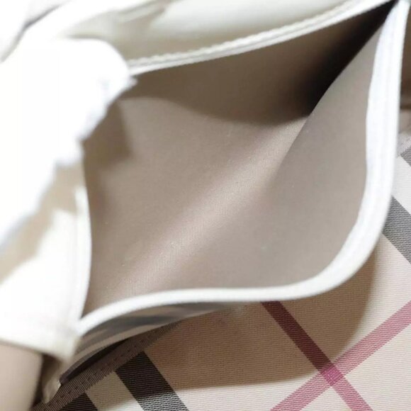 BURBERRY Nova Check Tote Bag PVC Leather Beige Auth 106619 - Picture 11 of 16